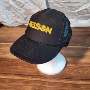 Vintage Snapback Trucker Hat Otto Rope‎ Band Cord Nelson Black Yellow Retro Cap